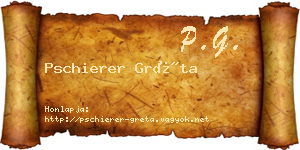 Pschierer Gréta névjegykártya